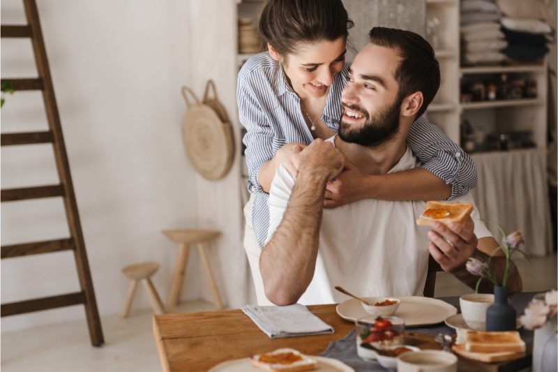 Sweet Couple Having Tasty Breakfast